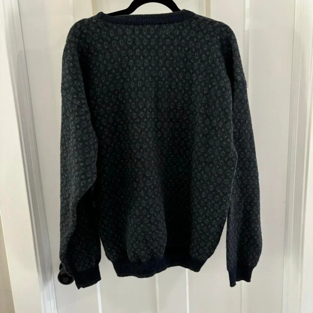 Vintage City Casuals by Haggar‎ Knit Sweater gray blue Wool Blend Large Italy